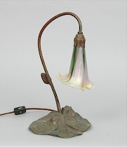 Appraisal: Art Glass Lamp by American Deluxe Modern Bronze flower form