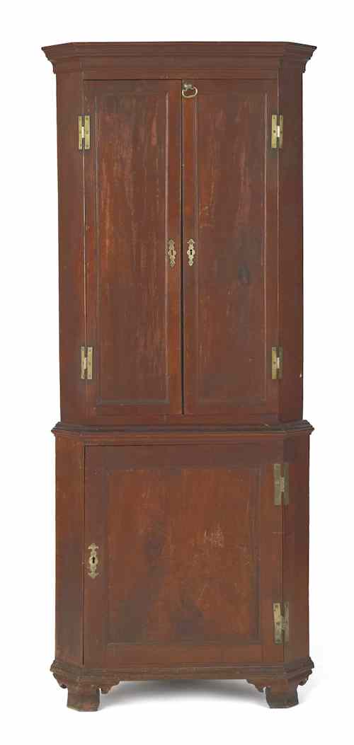 Appraisal: Diminutive Pennsylvania Queen Anne walnut two-part corner cupboard late th