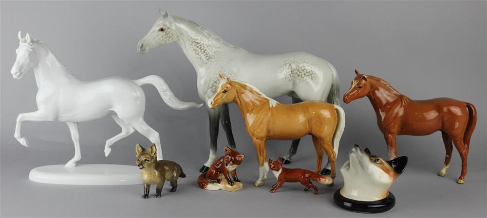 Appraisal: GROUP OF CERAMIC ANIMALS including a Rosenthal white horse no