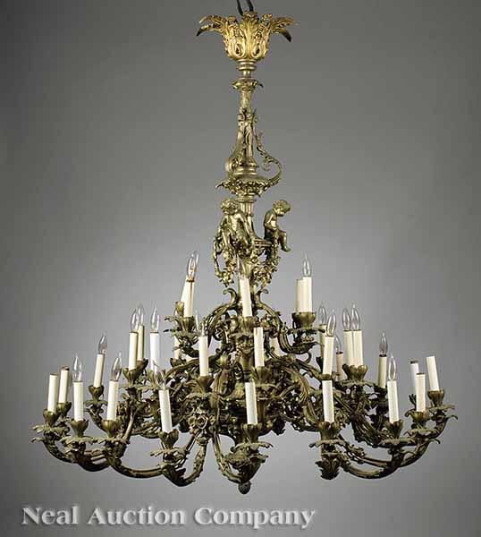 Appraisal: A French Gilt Metal Thirty-Six-Light Chandelier in the Rococo Taste