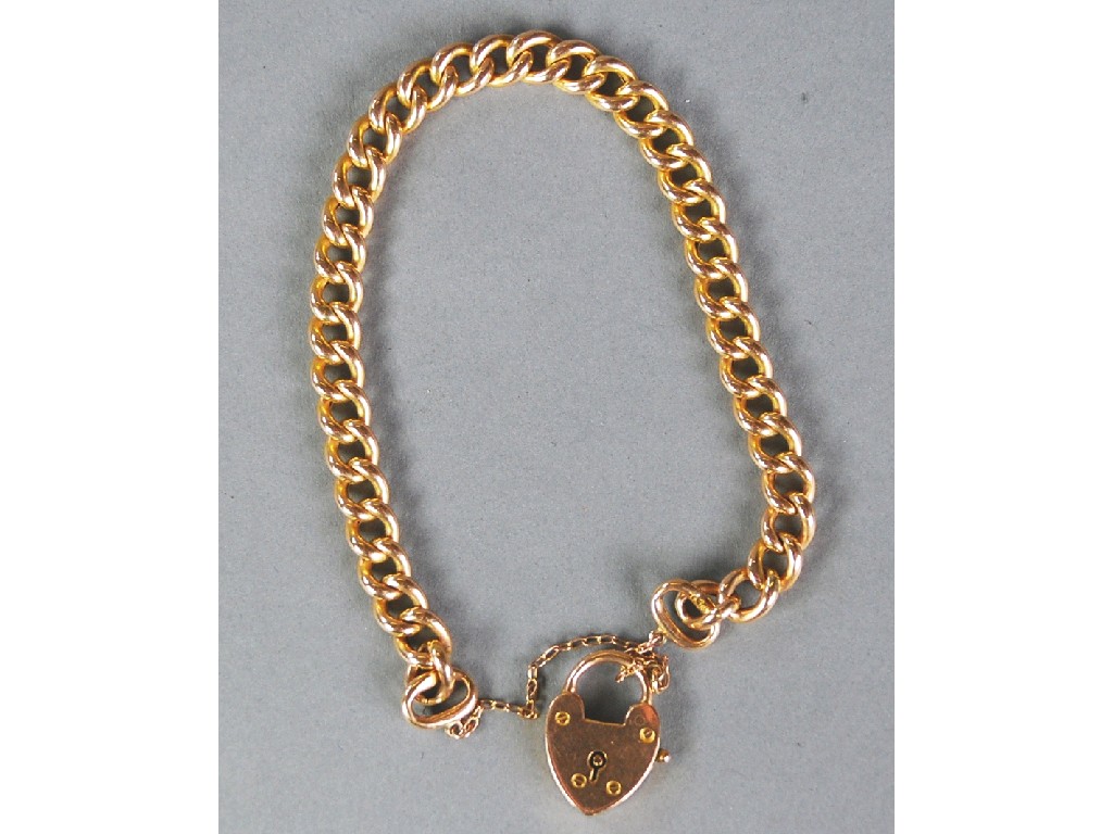 Appraisal: ct GOLD CURB LINK BRACELET with padlock clasp approx gms