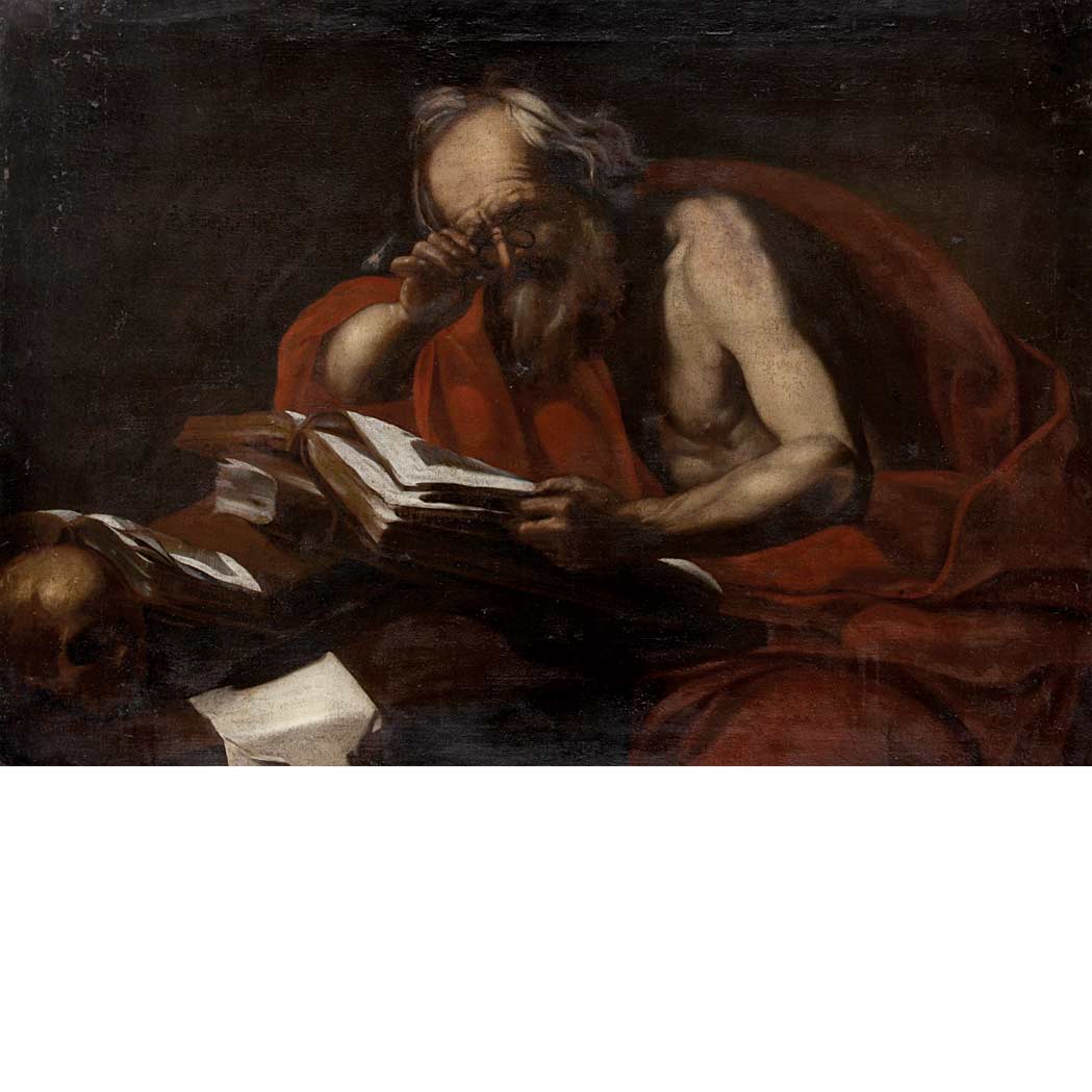 Appraisal: School of Jusepe Ribera Saint Jerome Oil on canvas x