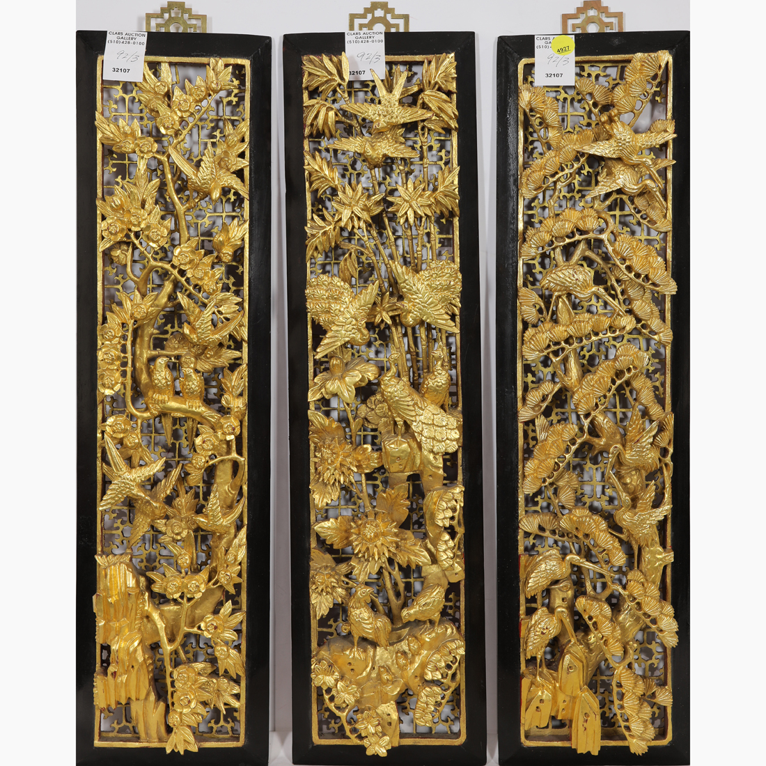 Appraisal: LOT OF CHINESE GILT LACQUERED WALL PANELS lot of Chinese