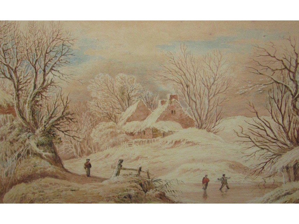 Appraisal: Watercolour Winter Landscape with figures unsigned