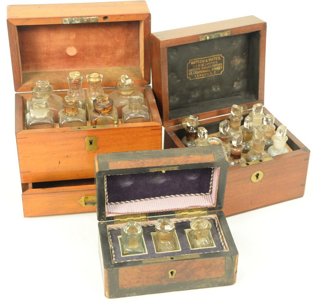 Appraisal: Three Small Apothecary Boxes th century one with lift top