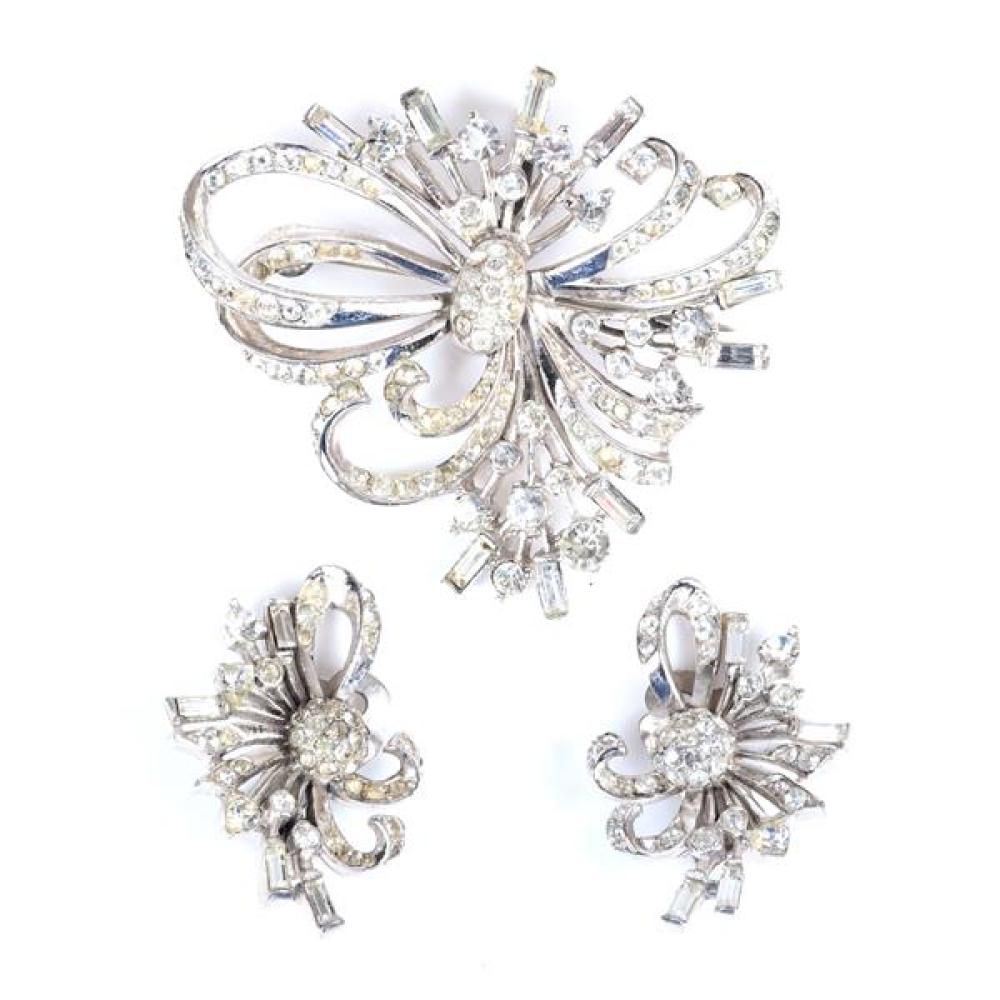 Appraisal: MB BOUCHER EARLY ART DECO DIAMANTE SWIRL FLORAL SPRAY PENDANT