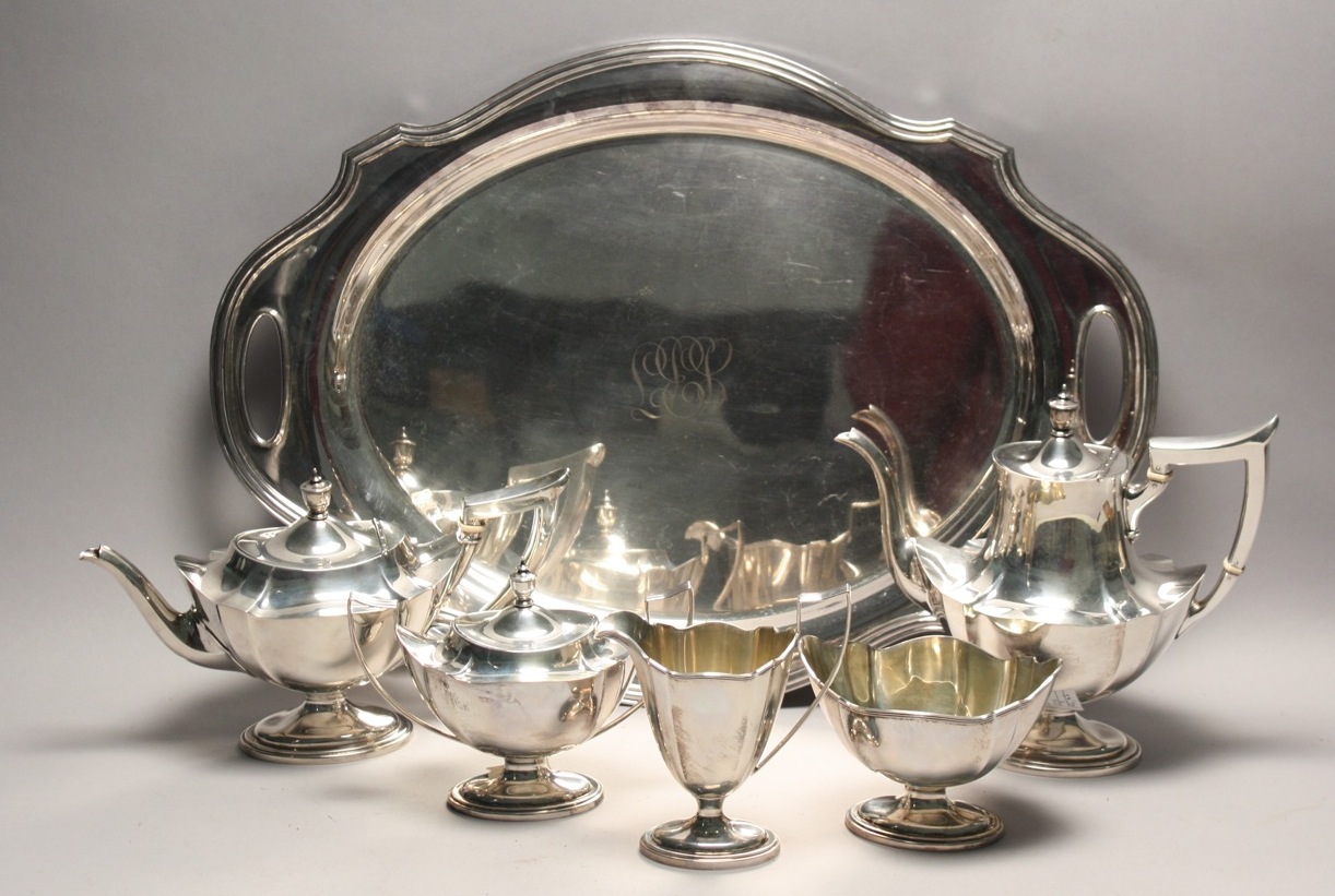 Appraisal: GORHAM FIVE-PIECE STERLING SILVER TEA SET In the Plymouth pattern