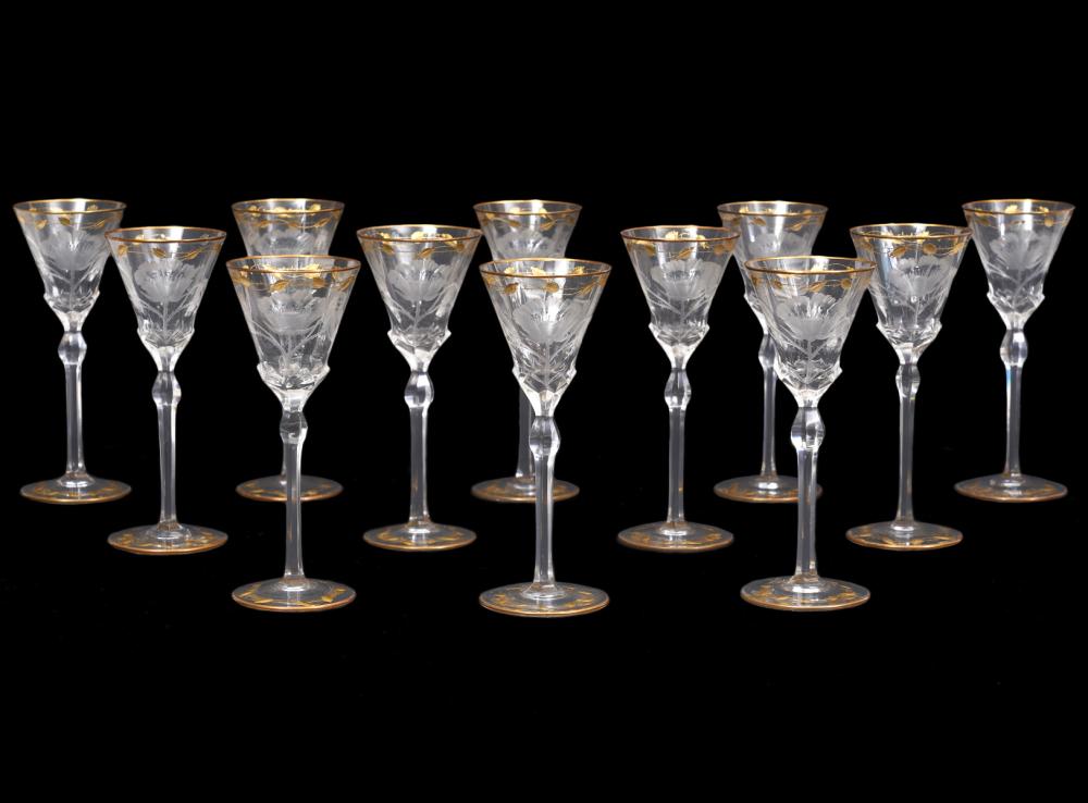 Appraisal: MOSER 'PAULA' HAND CUT CORDIAL GLASSESDesigned in antique Moser 'Paula'