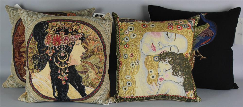 Appraisal: GROUP OF FOUR ASSORTED WOVEN CUSHIONS ALL WITH GOLD ACCENTS