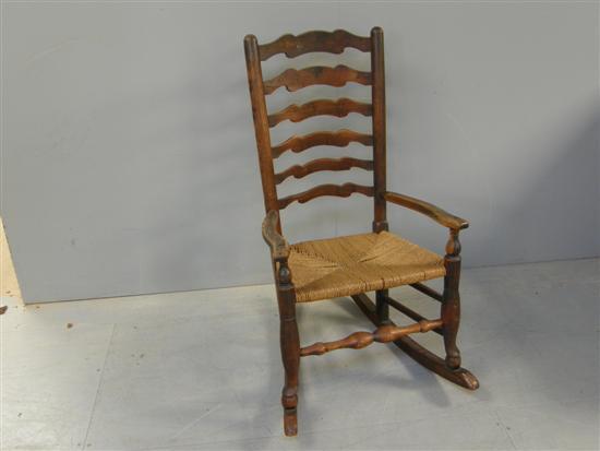 Appraisal: th th century oak rush seated rocking chair