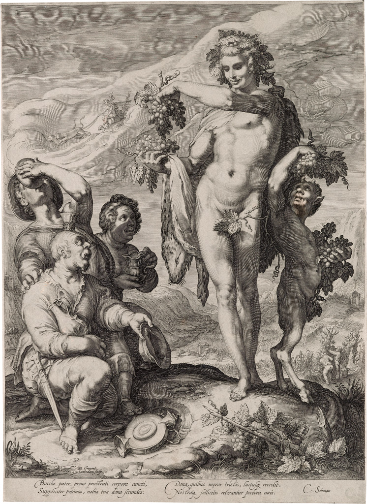 Appraisal: JAN SAENREDAM after Goltzius Hommage Paid to Bacchus Engraving x