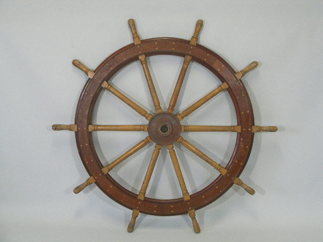 Appraisal: Antique Ship's Wheel th c ten turned maple spokes emanate