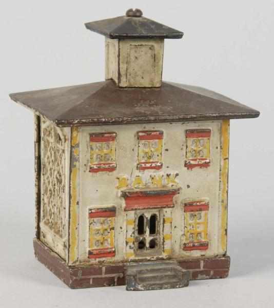 Appraisal: Cast Iron Building with Cupola Still Bank Description Circa Manufactured