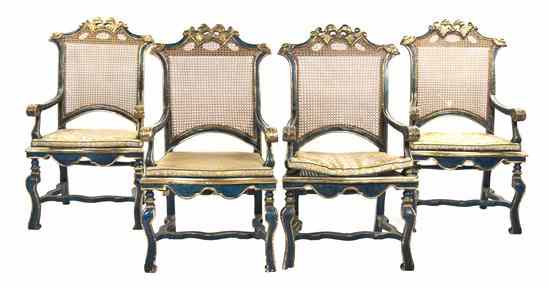 Appraisal: A Set of Four Italian Painted and Parcel Gilt Open