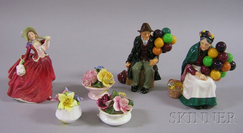 Appraisal: Three Royal Doulton Porcelain Figures and Three Small Porcelain Flower