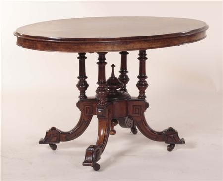 Appraisal: A Victorian burr walnut loo table the moulded oval top