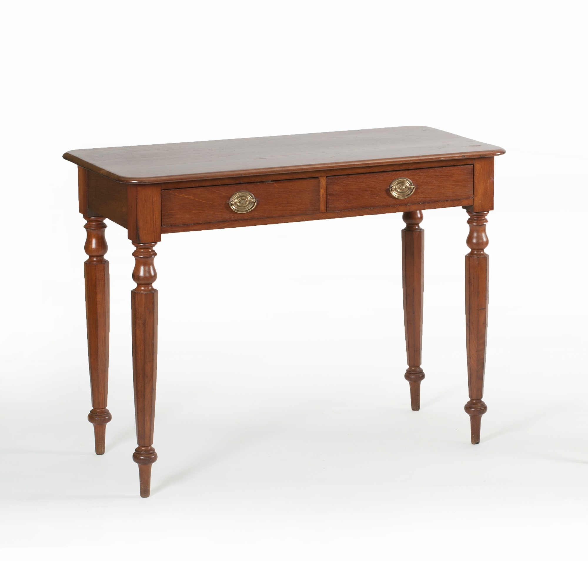 Appraisal: SHERATON EMPIRE TWO-DRAWER SERVER Circa In mahogany with two brass