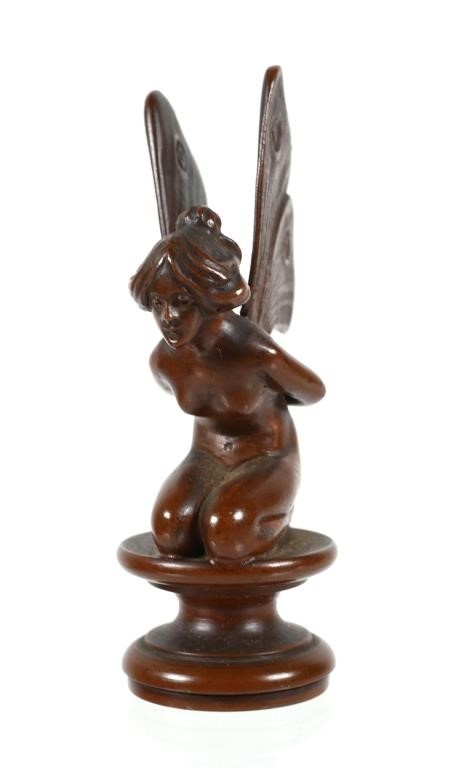 Appraisal: Art Nouveau bronze of a kneeling fairy Unsigned Approx tall