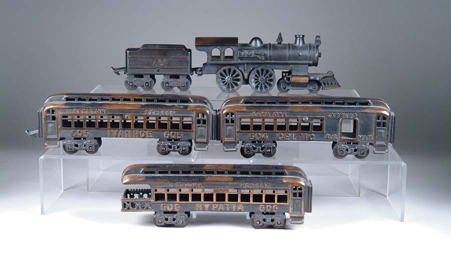 Appraisal: ELECTROPLATED PASSENGER TRAIN SET BY GREY IRON CASTING Finely cast