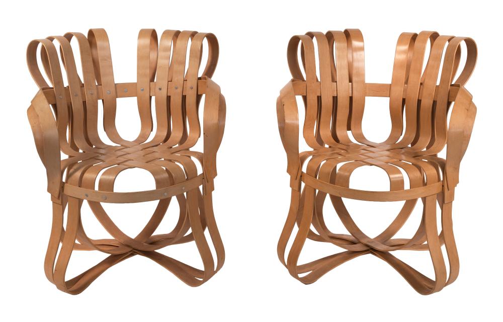 Appraisal: PAIR OF FRANK GEHRY FOR KNOLL CROSS CHECK ARMCHAIRS SECOND