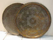 Appraisal: Two large brass trays one with precise Islamic forms and