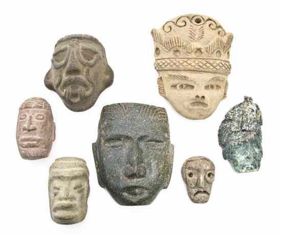 Appraisal: A Collection of Thirteen Pre-Columbian Style Carved Stone Masks of