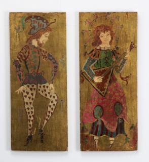 Appraisal: Pair of O p jester figures h Pair of th