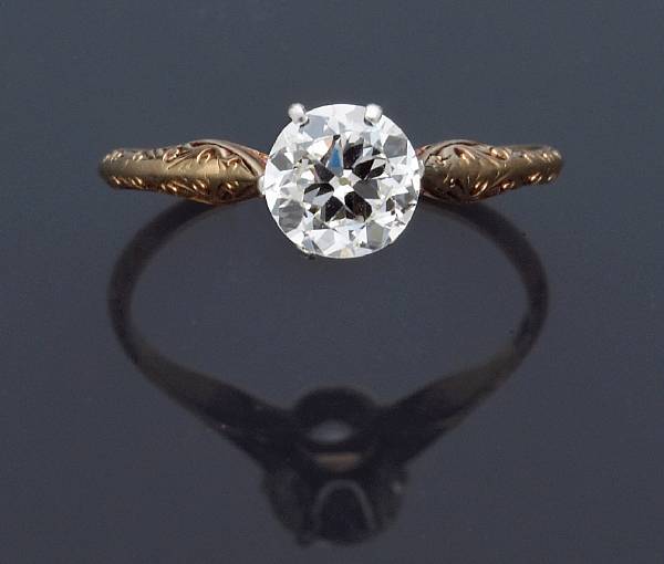 Appraisal: A diamond single-stone ring mounted in fourteen karat gold