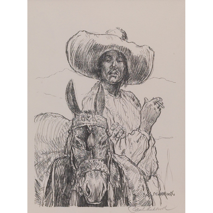 Appraisal: Paul Ashbrook American - Man and Donkey lithograph signed twice