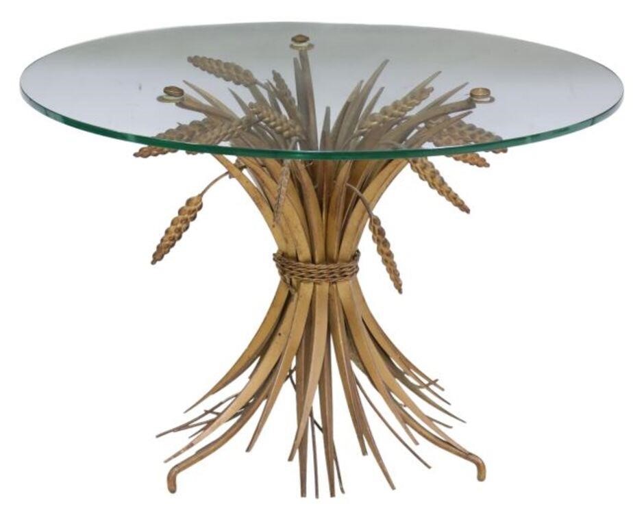 Appraisal: Modern glass-top coffee side table in the manner of S