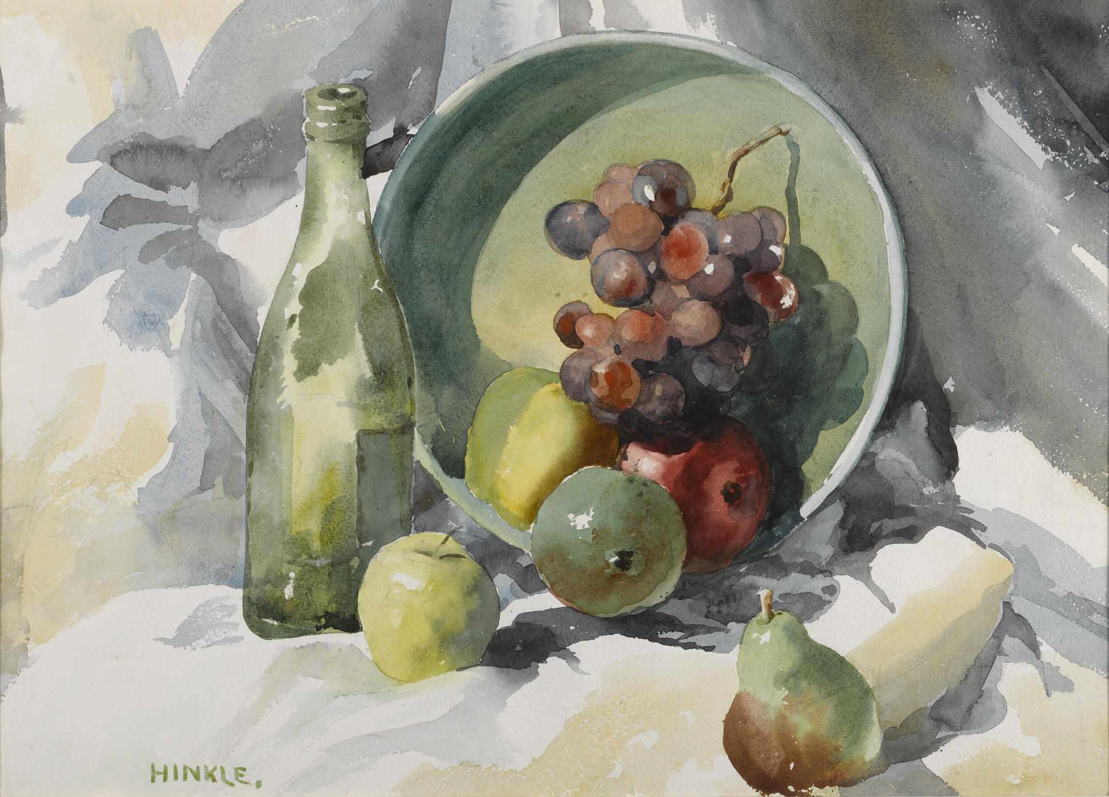 Appraisal: Clarence Hinkle American - Still life with grapes apples and