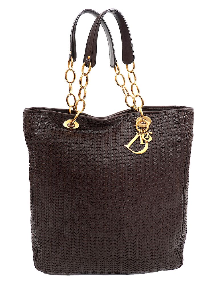 Appraisal: Christian Dior Brown Woven Tote Bag Christian Dior Brown Woven