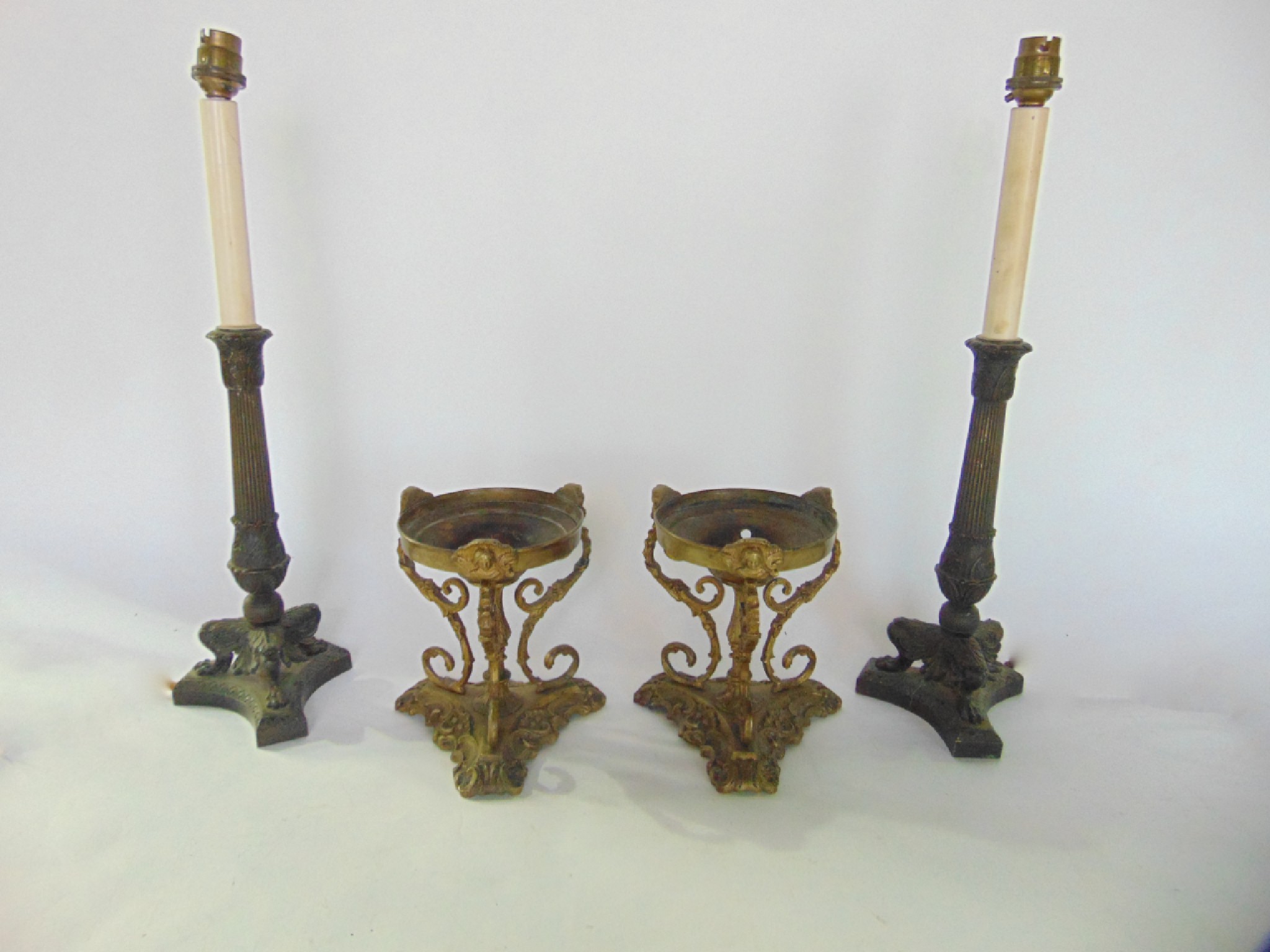 Appraisal: A pair of good quality cast metal desk lamps in