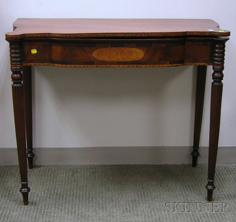 Appraisal: Federal Inlaid Mahogany Swell-front Card Table