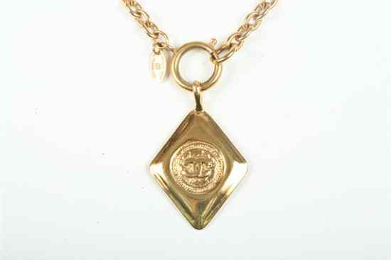 Appraisal: CHANEL GOLD-TONE MEDALLION NECKLACE s in long