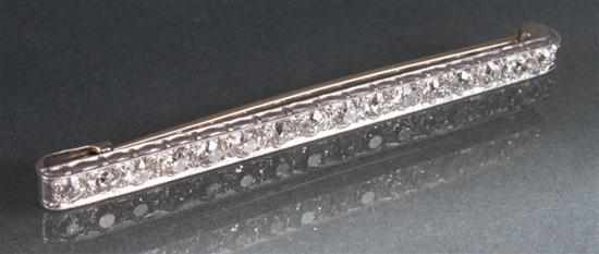 Appraisal: Art Deco diamond bar brooch most likely platinum diamonds approximately