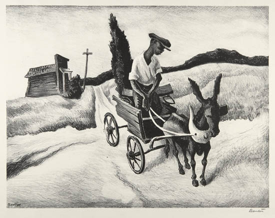 Appraisal: THOMAS HART BENTON Lonesome Road Lithograph x mm x inches