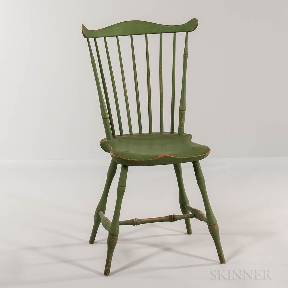 Appraisal: Lime Green-painted Windsor Fan-back Side Chair Lime Green-painted Windsor Fan-back