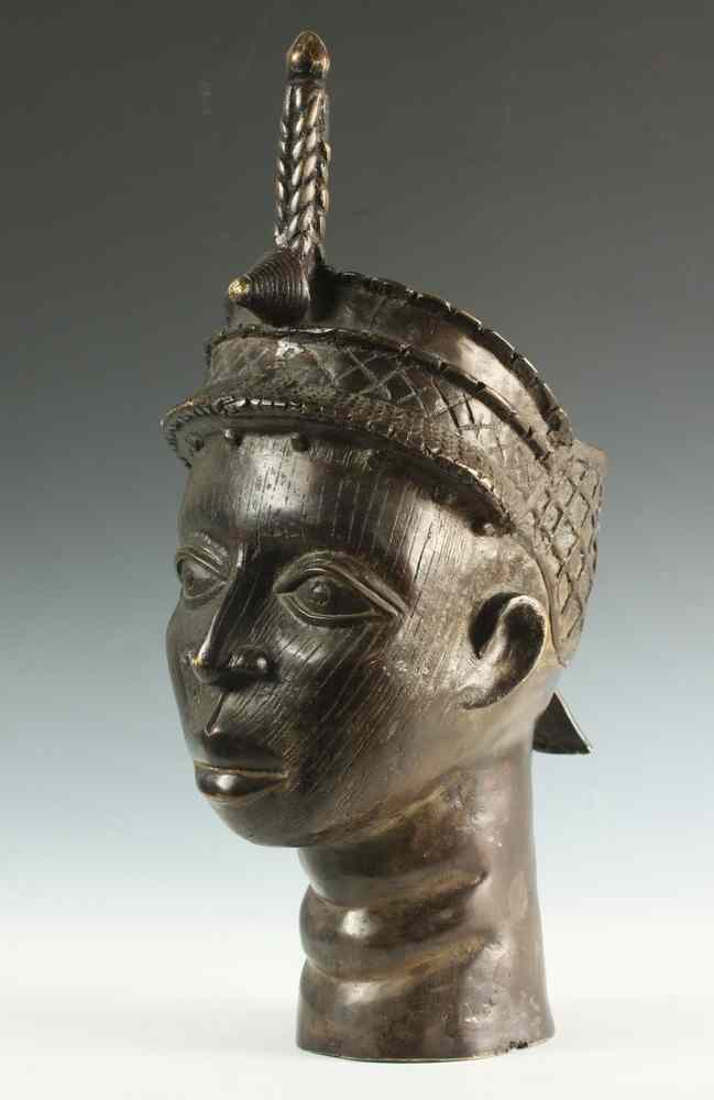 Appraisal: BENIN BRONZE BUST - Benin Bronze Queen Portrait Bust second