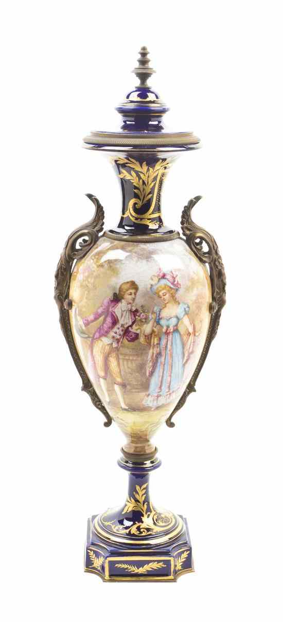 Appraisal: A Sevres Style Gilt Bronze Mounted Porcelain Vase of baluster