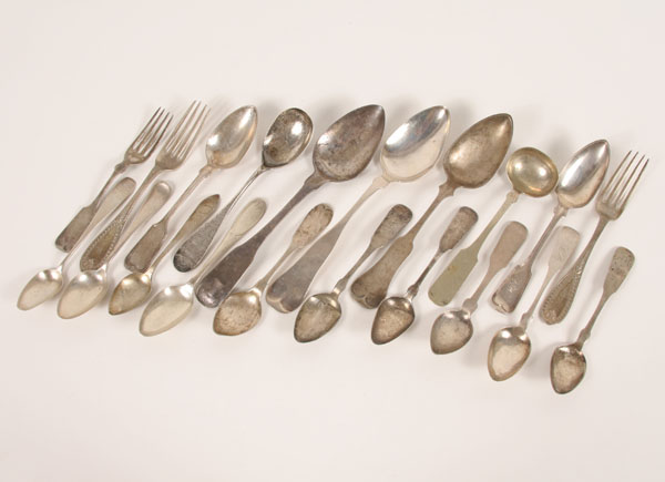 Appraisal: American coin silver and silverplate spoons and forks of various