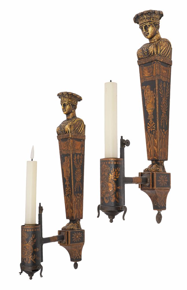 Appraisal: th Ct French Empire Tole Neoclassical One Arm Sconces Pair