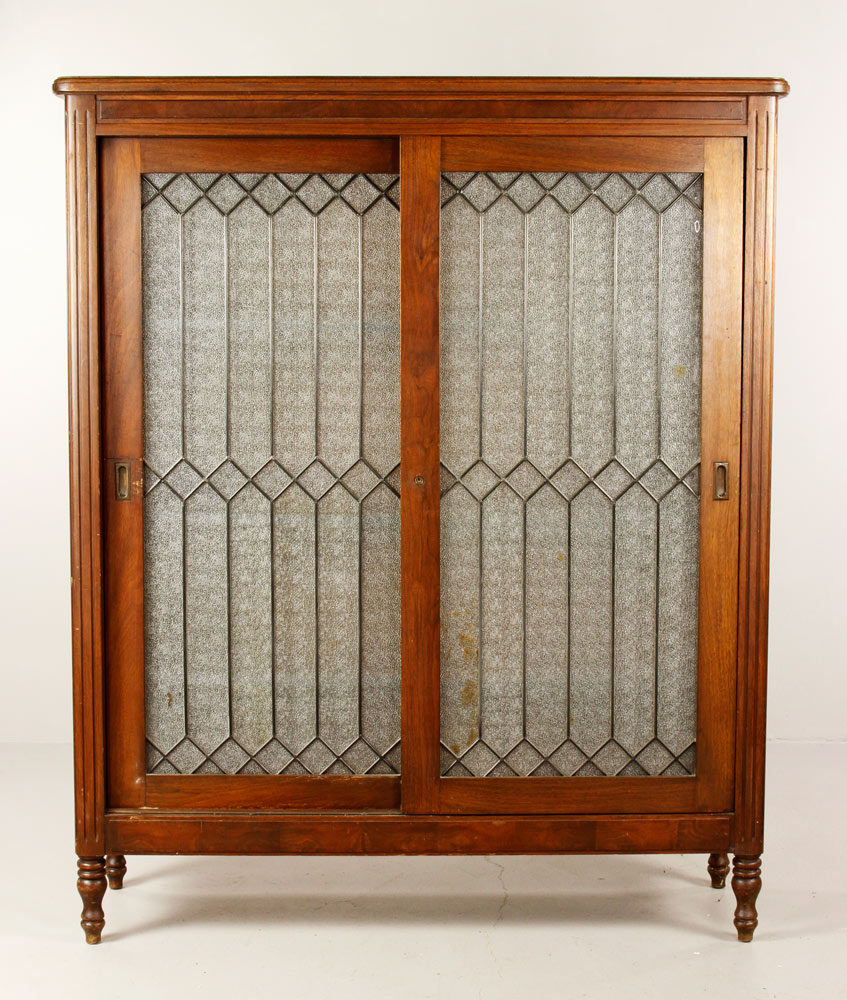 Appraisal: - th C Glass Door Bookcase th century bookcase with