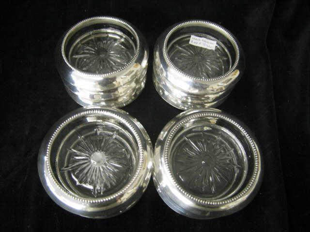 Appraisal: Set of Sterling Crystal Coasters