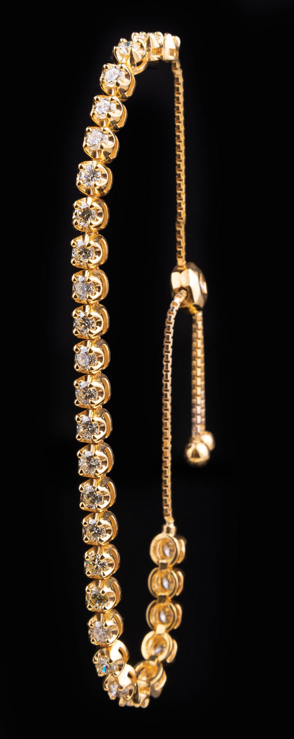 Appraisal: kt Yellow Gold and Diamond Bracelet prong and bezel set