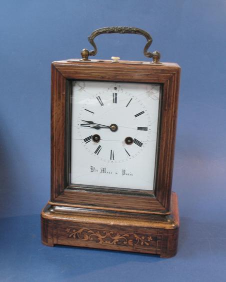 Appraisal: A VICTORIAN ROSEWOOD AND MARQUETRY CASED MANTEL CLOCK with a