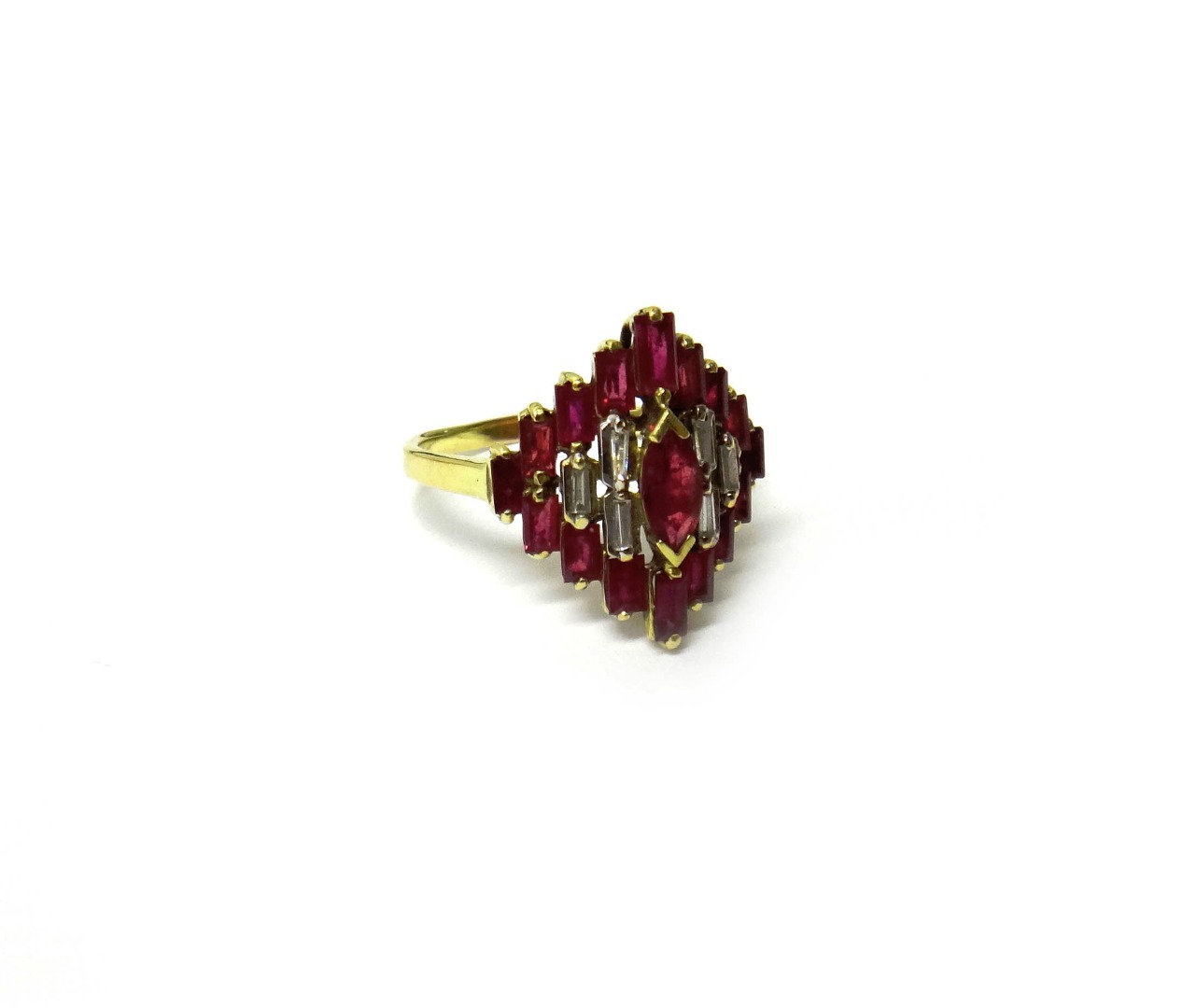 Appraisal: A gold diamond and ruby ring claw set with a