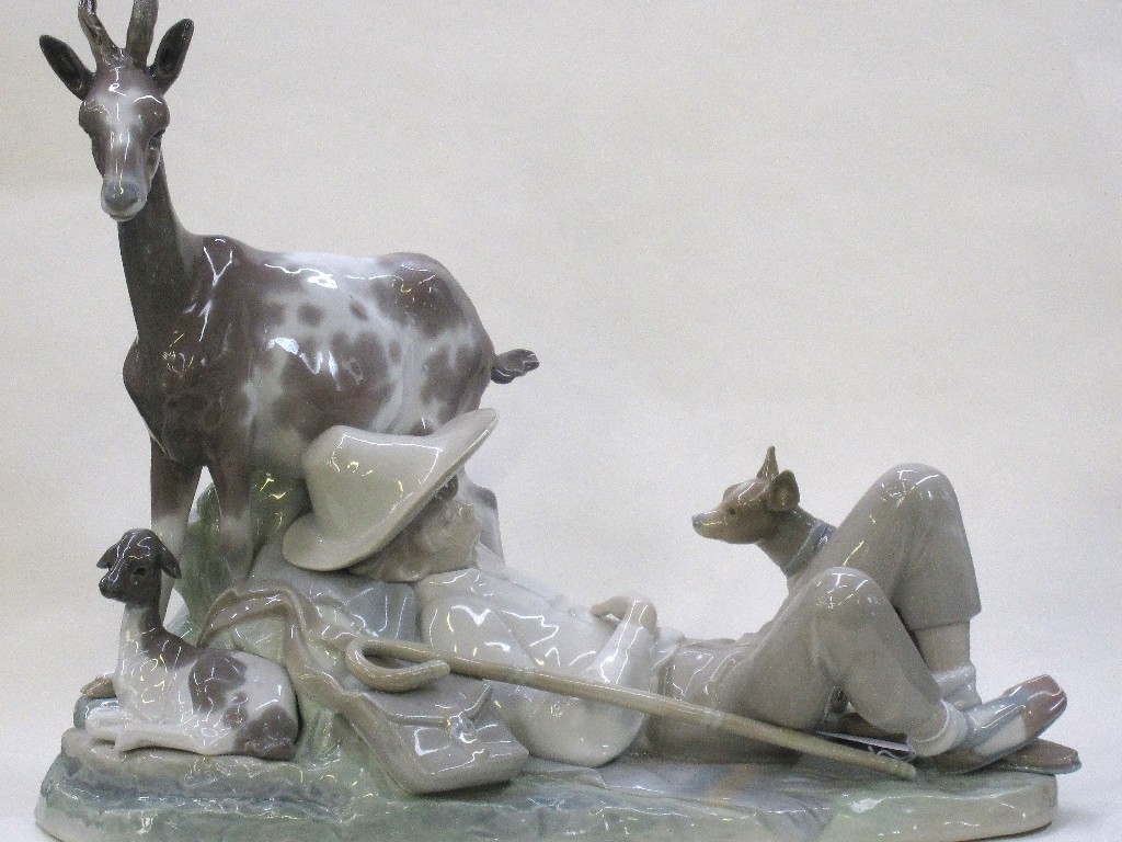 Appraisal: Large Lladro figure of a goat herder with his dog