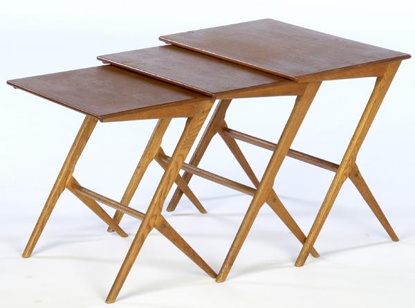 Appraisal: DANISH MODERN Nest of three teak tables stamped Made in