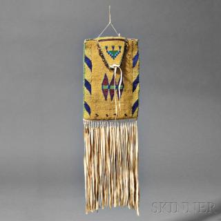 Appraisal: Blackfoot Beaded Hide Bag c last quarter th century the